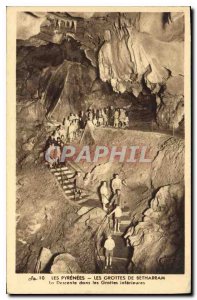 Old Postcard The Pyrenees The Betharram Caves Descent into the lower caves