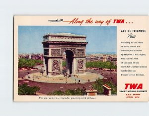 Postcard Arc de Triomphe Paris France Along the Way of TWA