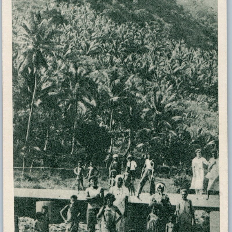 c1940s Houailou, New Caledonia Natives Tribe On The Road Litho Photo France A190