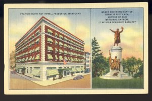 Frederick, Maryland/MD Postcard, Francis Scott Key Hotel & Monument