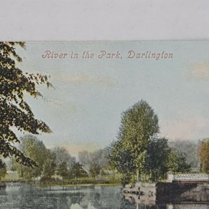 River in the Park Darlington UK Vintage Postcard