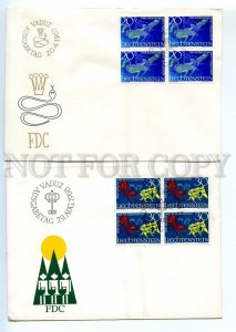 440616 Liechtenstein 1968 year set FDC Christianity painting block four stamps