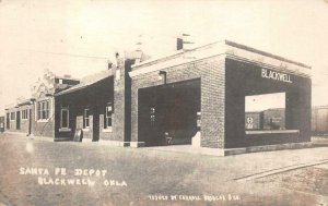 RPPC SANTE FE TRAIN DEPOT BLACKWELL OKLAHOMA REAL PHOTO POSTCARD 1924