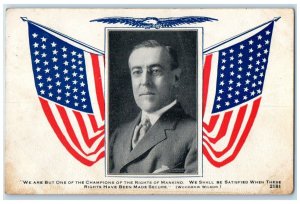 1917 Woodrow Wilson Former President Patriotic Flag Windsor Illinois IL Postcard