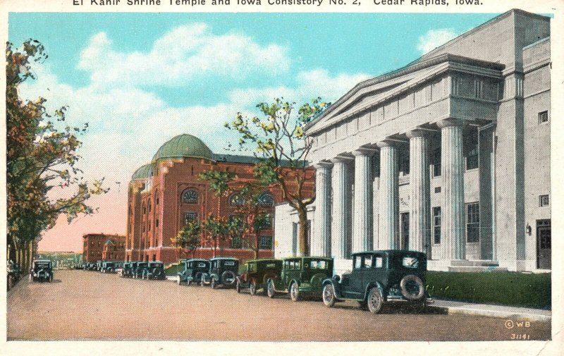 Vintage Postcard El Kahir Shrine Temple & Consistory Cedar Rapids Iowa Wm Baylis