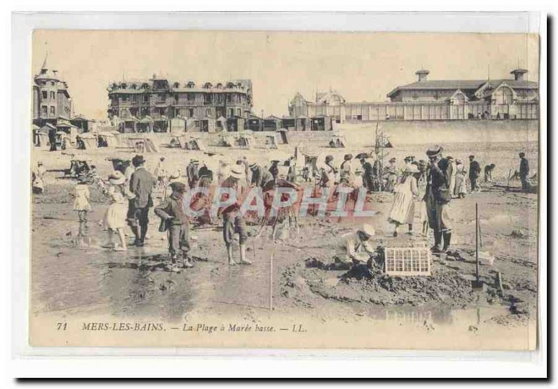 Mers les Bains Old Postcard The beach at low tide