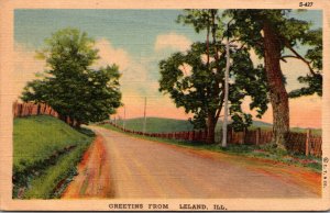 Illinois Greetings From Leland 1943 Curteich