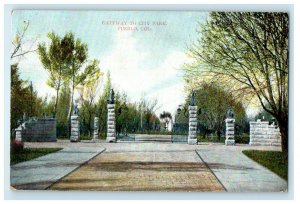 c1910 Gateway to City Park, Pueblo, Colorado CO Antique Postcard 