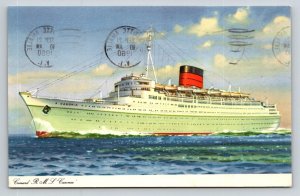Cunard R.M.S. Caronia Ocean Liner Postcard - 1960 Charlotte Amalie Postmark