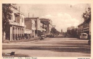 Marrakech Morocco Africa Avenue Mangin Street View Antique Postcard K76561