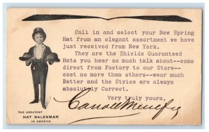 New Spring Hat Salesman In America New York NY Advertising Postcard 