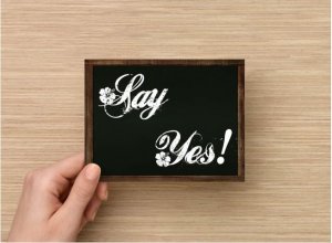 Set of 6  Postcards Blackboard Greetings - Say Yes- Simple Expression