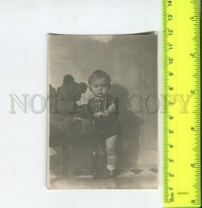 439685 USSR 1940 year boy with teddy bear old photo