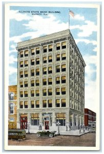 c1920 Illinois State Bank Building Exterior Quincy Illinois IL Vintage Postcard