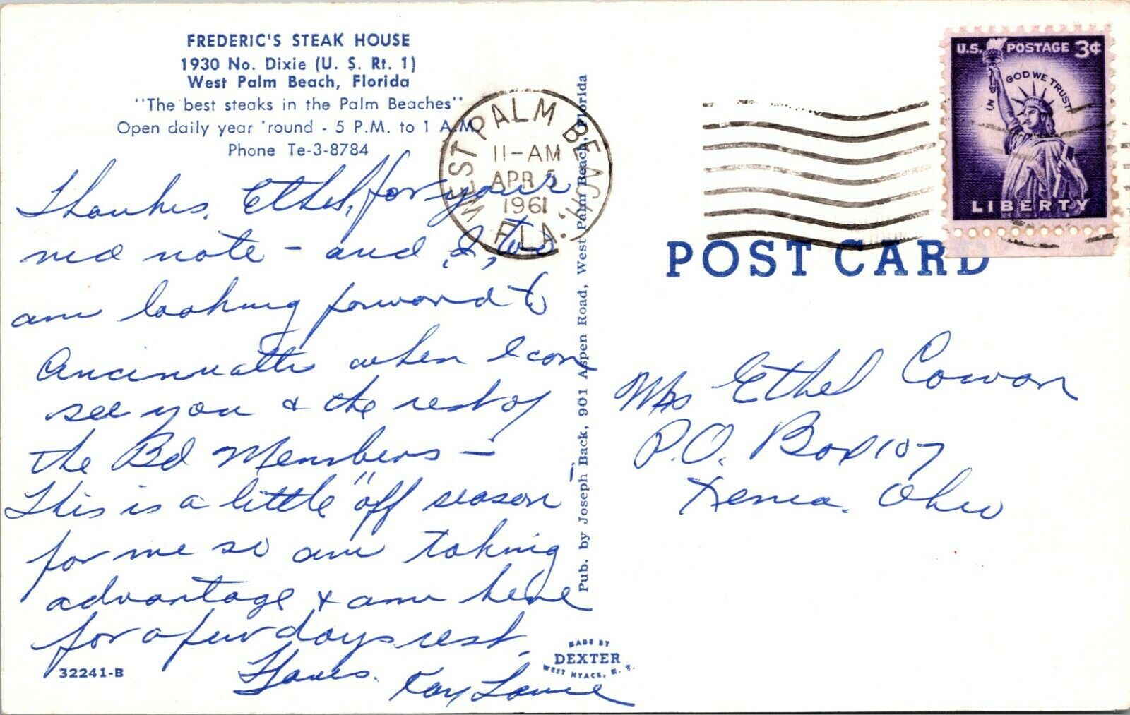 MCM Interior View Frederic's Steak House West Palm Beach Florida A26