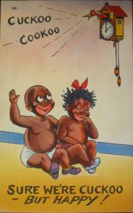 Black Americana Babies Clock Comic Postcard