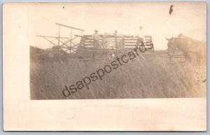 K50/ Interesting RPPC Postcard c1910 Americana Harvesting Hay Men Farm 386