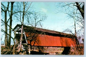 1960 Fairfield County Ohio Postcard Favorite Wooden Covered Bridges Poplar Creek