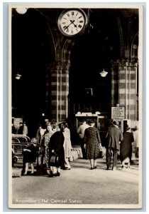 1953 Hal Central Station Amsterdam Netherlands Vintage RPPC Photo Postcard