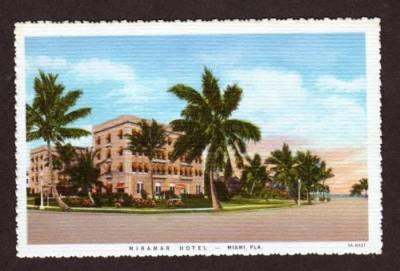 FL View Miramar Hotel MIAMI FLORIDA Postcard PC