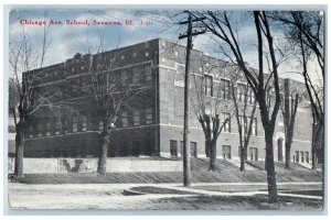 Savanna Illinois IL Postcard Chicago Ave. School Exterior Building c1910 Vintage