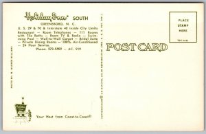 Vtg Greensboro North Carolina NC Holiday Inn Hotel South Night View Postcard