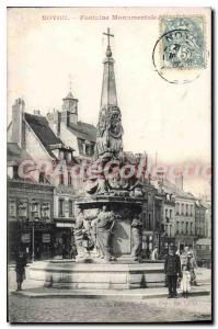 Old Postcard Noyon Monumental Fountain
