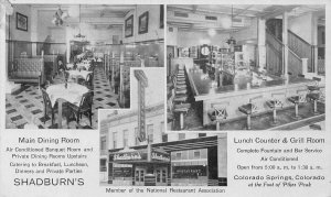 J79/ Colorado Springs Postcard c1920 Shadburn's Interior 3View Lunch 279