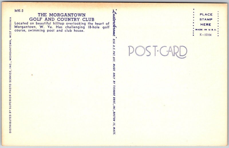 Morgantown Golf & Country Club, West Virginia, Club House Swimming  Postcard