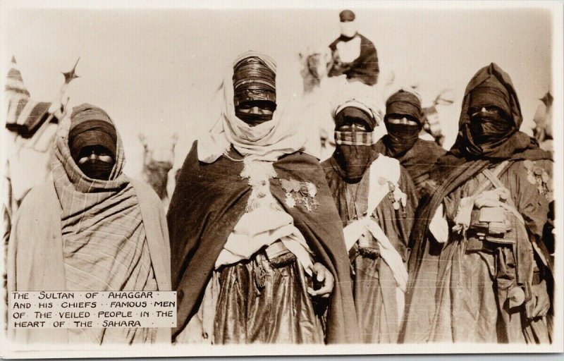 Sultan of Ahaggar & Chiefs Buchanan Sahara Expedition Africa RPPC Postcard E73