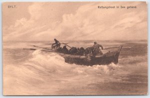1911 SYLT Germany Lifeboat Seascape Postcard Louis Glaser Leipzig Vienna