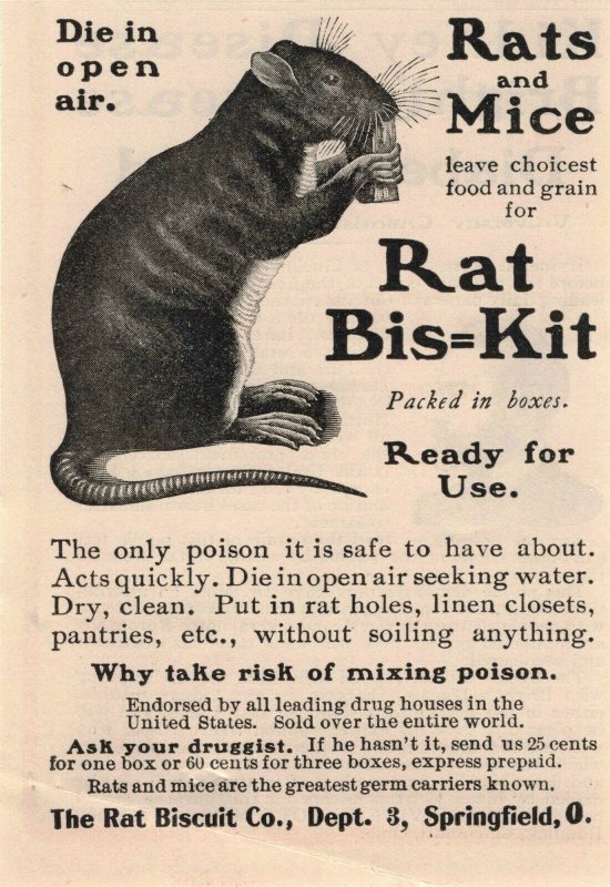 1903 Rat Bis=Kit Poison Original Print Ad 2T1-47 