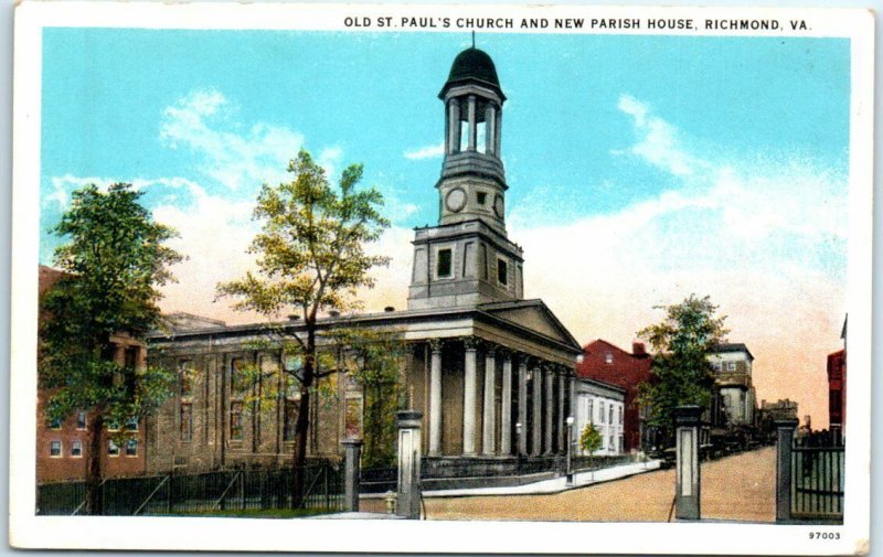 Postcard - Old St. Paul's Church and New Parish House - Richmond, Virginia