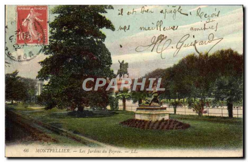 Old Postcard Montpellier Les Jardins Du Peyrou
