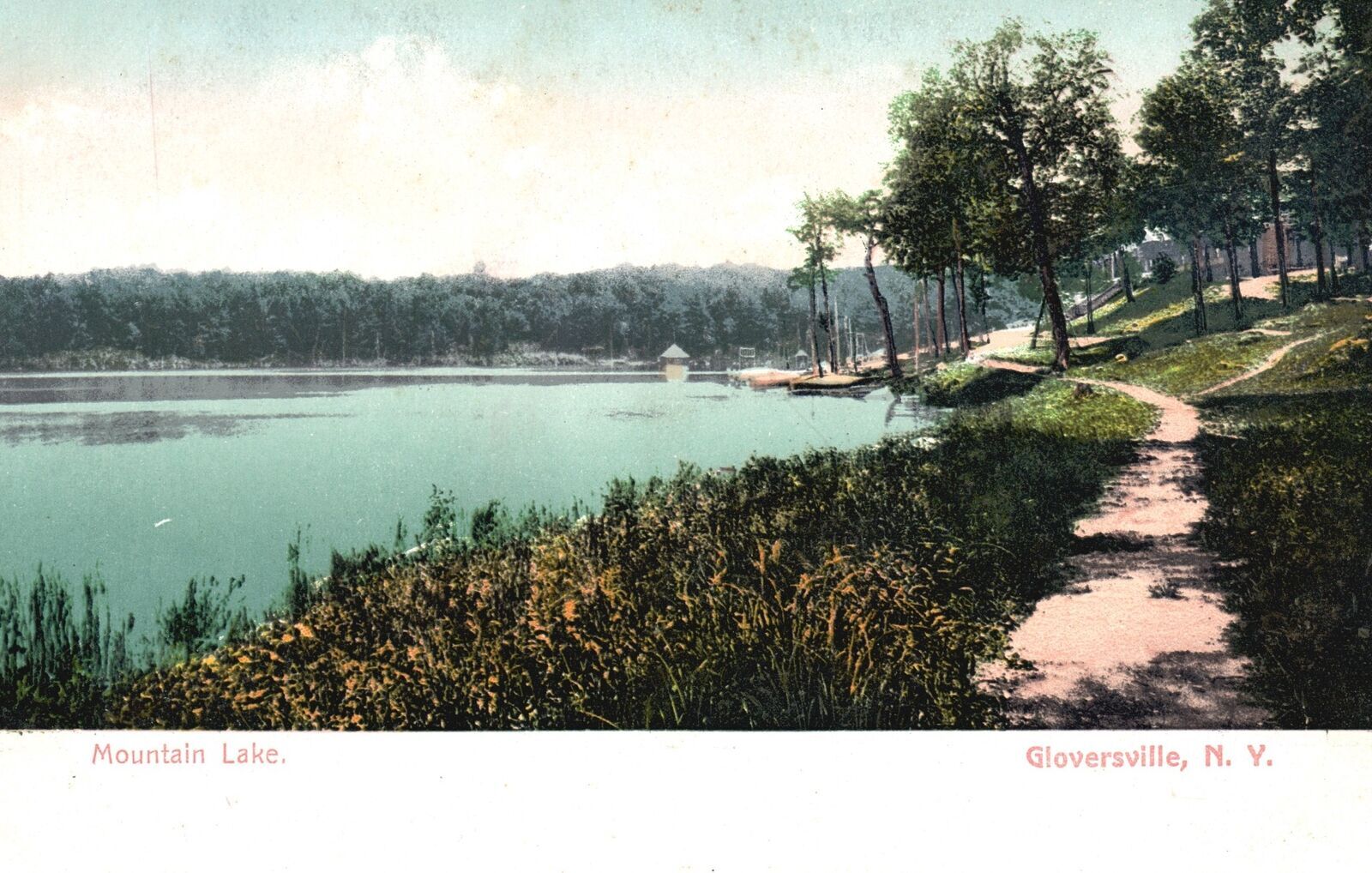 Vintage Postcard Mountain Lake Trails Pathways Gloversville New York