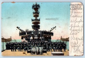 1906 Group Of Officers And Crew On US Battleship Philadelphia PA Posted Postcard