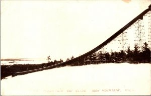 Real Photo Postcard Pine Mountain Ski Slide in Iron Mountain, Michigan~134565