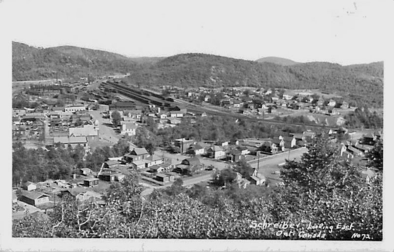 Schreiber Ontario Canada Looking East Bird's Eye View RPPC