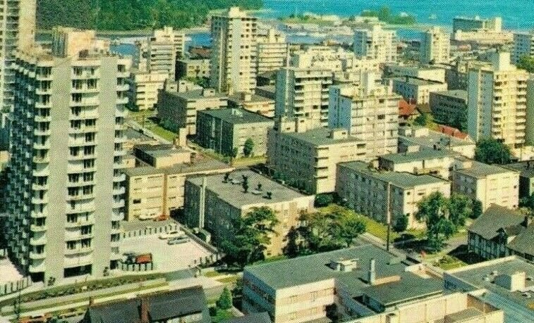 Canada West End Apartments and Harbour Vancouver Vintage Postcard 07.74 