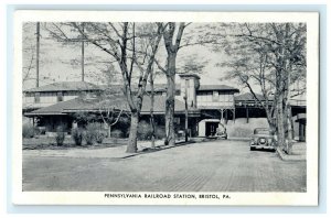 Pennsylvania Railroad Station Bristol 1940 Old Cars Vintage Postcard 