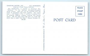 ELY, Minnesota MN ~ Advertising CANADIAN WATERS Canoe Outfitters 1960s Postcard 