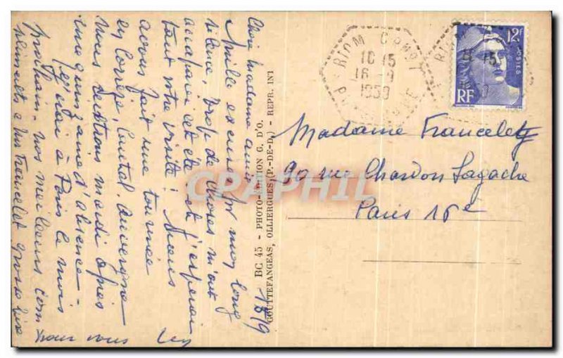 Old Postcard Riom Vue Generale