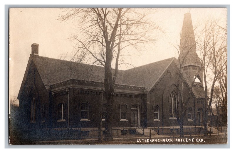 Postcard KS Lutheran Church Abilene Kan. Kansas RPPC 