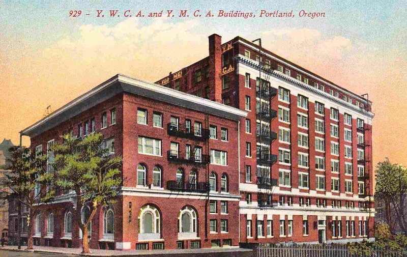 YWCA YMCA Buildings Portland Oregon 1910c postcard