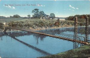 New Haven Connecticut~New Haven Country Club~Suspension Bridge over River~1910