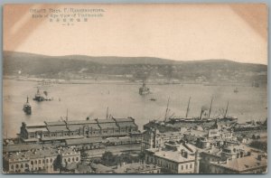 VLADIVOSTOK RUSSIA PORT BIRDSEYE VIEW ANTIQUE POSTCARD