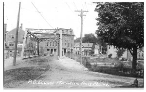 Maine RPPC Postcard No. 40 P.O. Square Mechanic Falls, Maine. Posted 1913