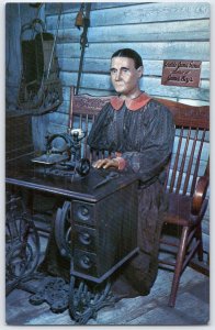 Jesse James Wax Museum Postcard - Zerelda James at Sewing Machine