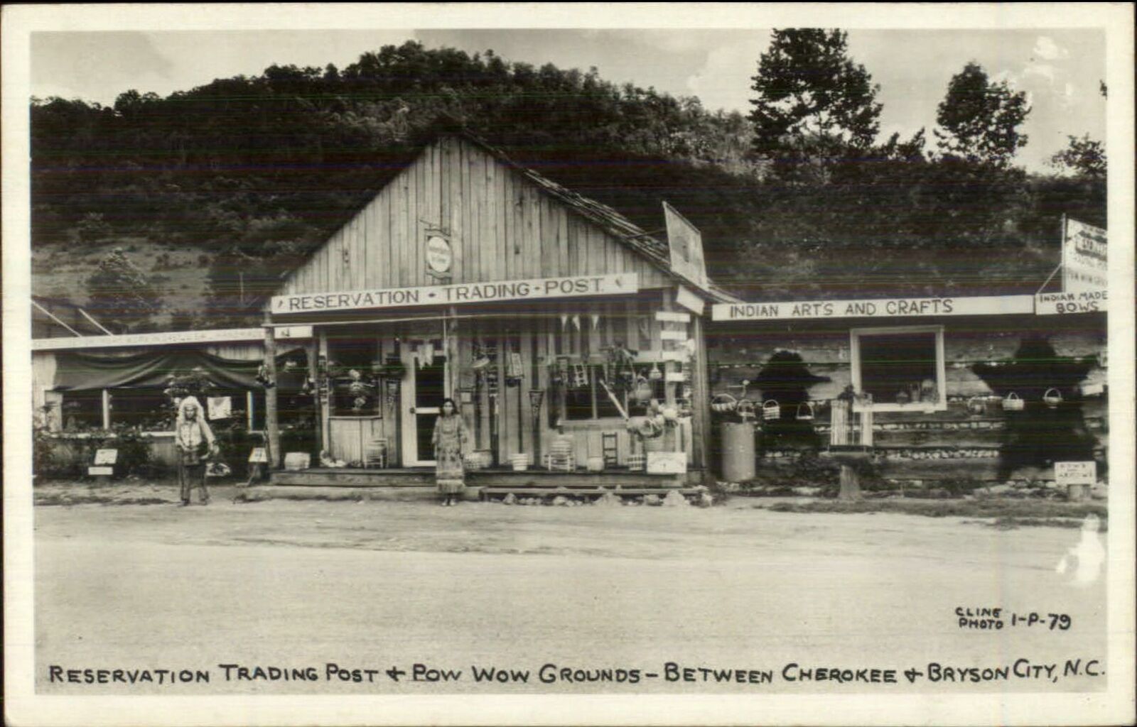 Cherokee & Bryson City NC Trading Post Cline Real Photo Postcard