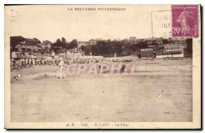 Old Postcard Brittany Picturesque St Cast The Beach